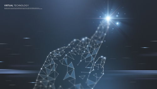 藍色手指科技感信息技術網格線條光效三維立體空間高清背景海報psd設計素材 83104 設計元素 美工云 meigongyun.com 未歸類